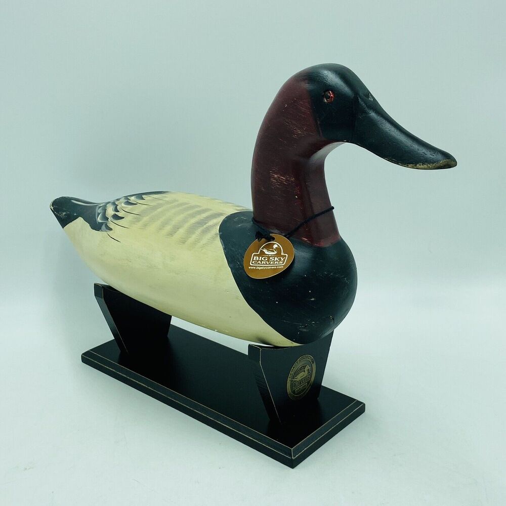 Big Sky Carvers Wood Duck Cradle Duck Decoy Wildlife Decor Solid Wood Black Red